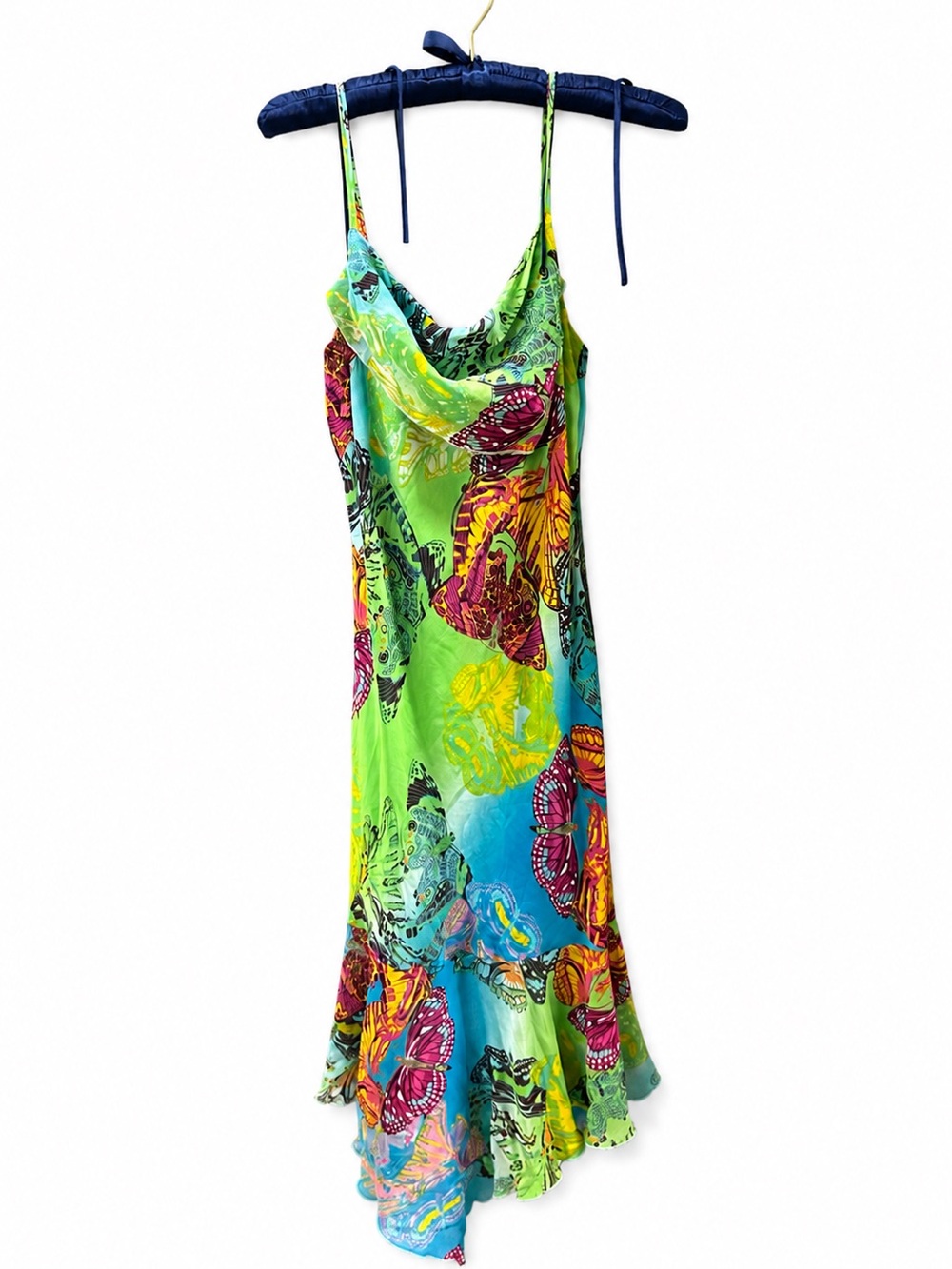 Vintage silk maxi butterfly dress